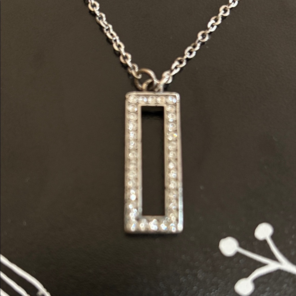 Brighton Silver Necklace With Rectangular Crystal… - image 2